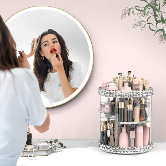 360° Rotating Acrylic Makeup Organizer | Cosmetic Storage