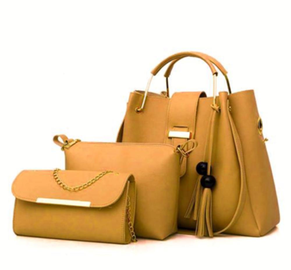 Elegant 3 Pcs PU Leather Hand Bag Set for Women | Stylish Everyday Tote, Pouch & Clutch