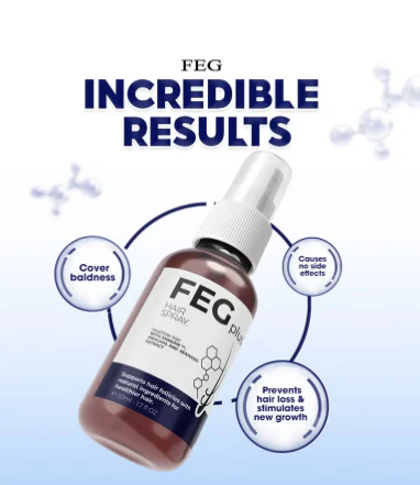 FEG PLUS Hair & Beard Growth Serum Spray 50ml | Seaweed Extract, Rosemary, Redensyl, Anagain & Minoxidil | Anti Hair Loss, Regrowth Treatment