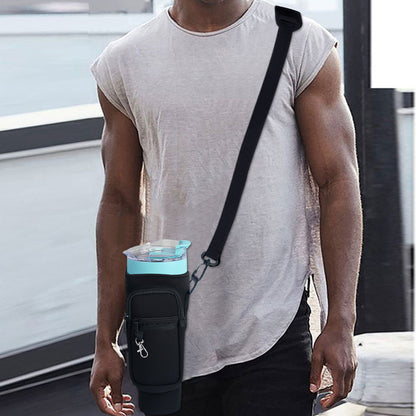 Water Bottle Carrier Bag with Phone Pocket – Fits 1200ML Stanley Quencher Cup, Bottle Holder Pouch with Handle