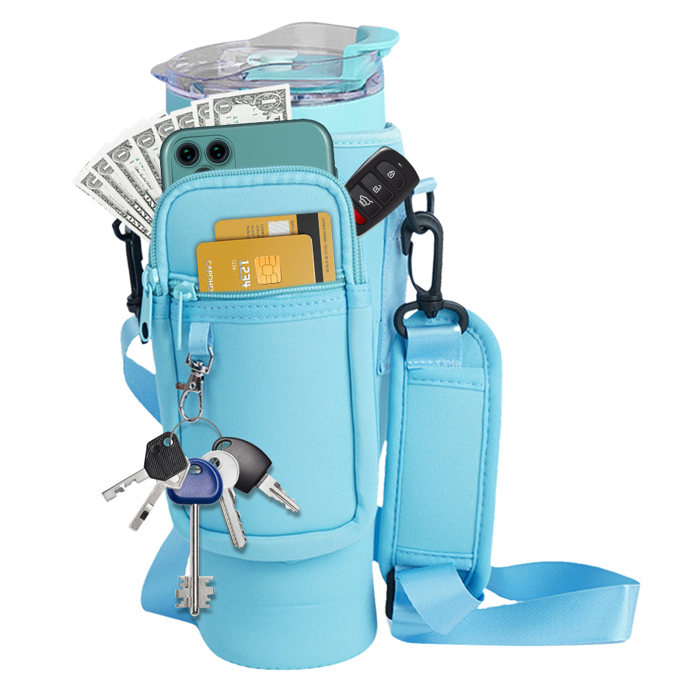 Water Bottle Carrier Bag with Phone Pocket – Fits 1200ML Stanley Quencher Cup, Bottle Holder Pouch with Handle