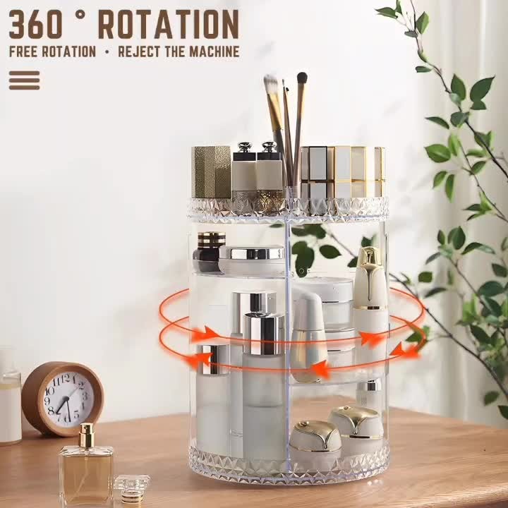 360° Rotating Acrylic Makeup Organizer | Cosmetic Storage