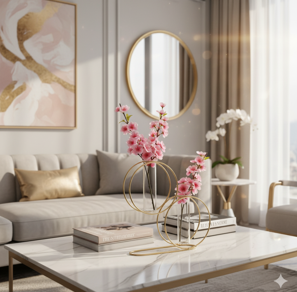 Golden Metal Vase - 1 Pc Stunning Decorative Piece