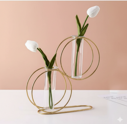 Golden Metal Vase - 1 Pc Stunning Decorative Piece