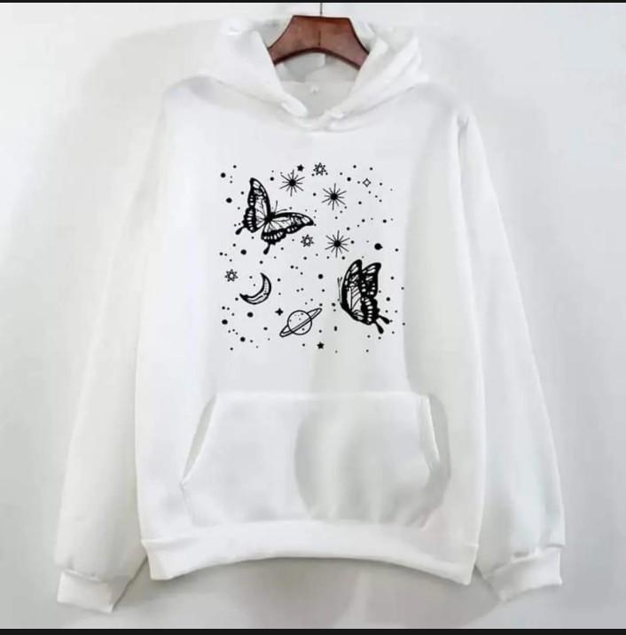 Women's Stitched Fleece Printed Pullover Hoodie