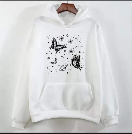 Women's Stitched Fleece Printed Pullover Hoodie