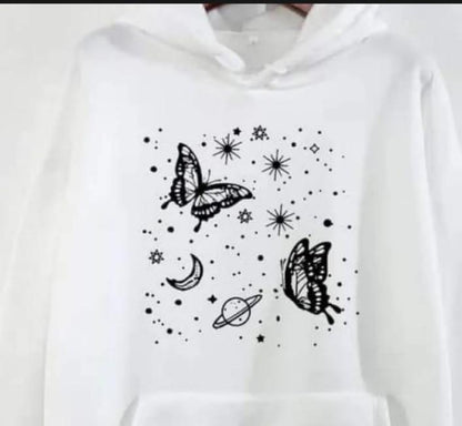 Women's Stitched Fleece Printed Pullover Hoodie
