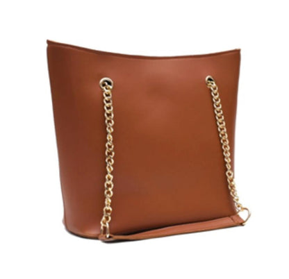 Women's PU Leather Plain Tote Handbag