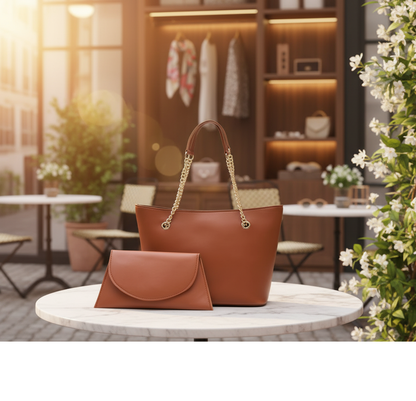 Women's PU Leather Plain Tote Handbag